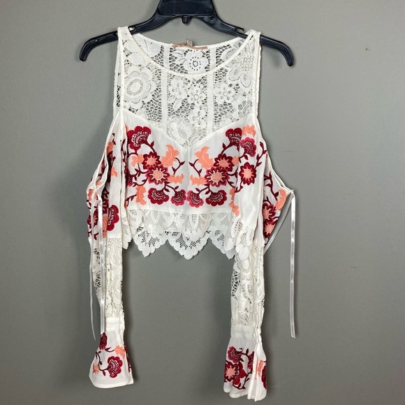 For Love and Lemons top Extra Small sleeves Cecelia Crop embroidered lace - Picture 10 of 10